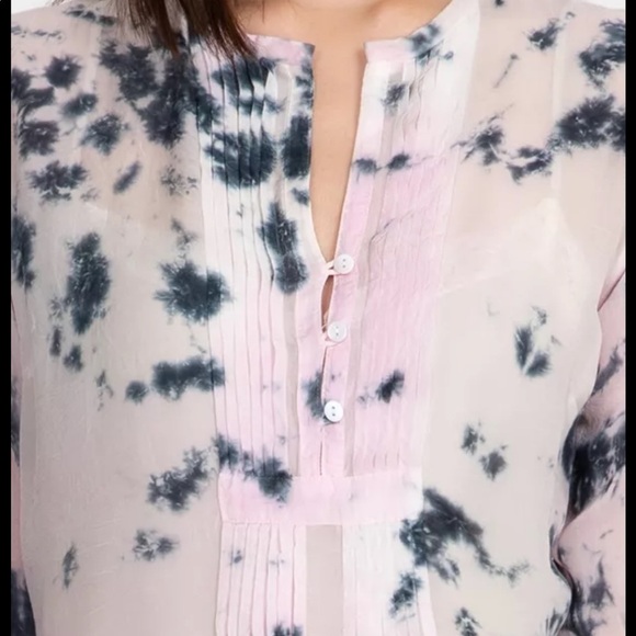 Johnny Was Pintuck cupra rayon tie dye eyelet Bohemian beach tunic with camis - Picture 7 of 9